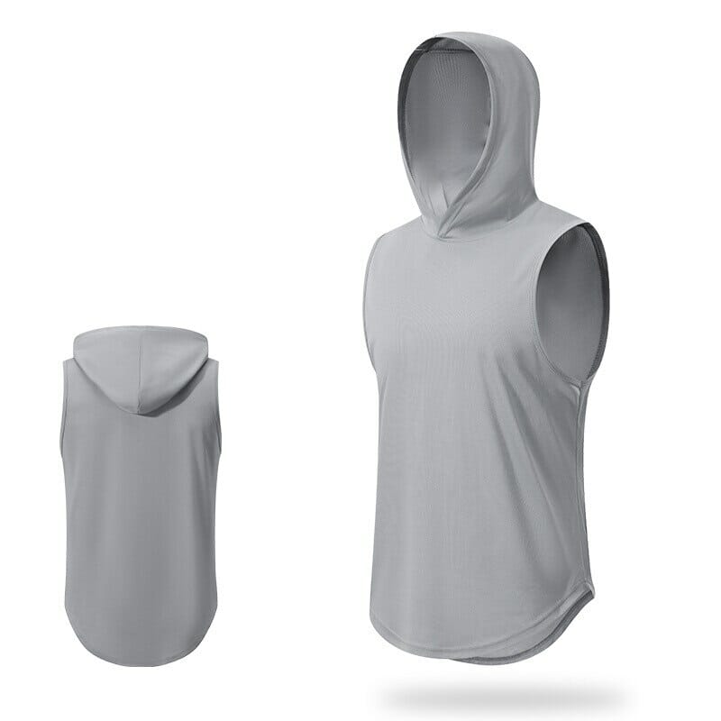 custom men's sleeveless training hoodie manufacturer in China