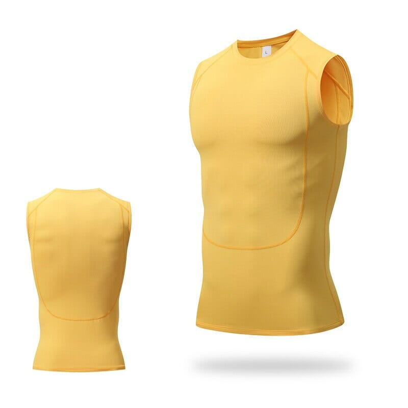 yellow men's slim fit tank tops