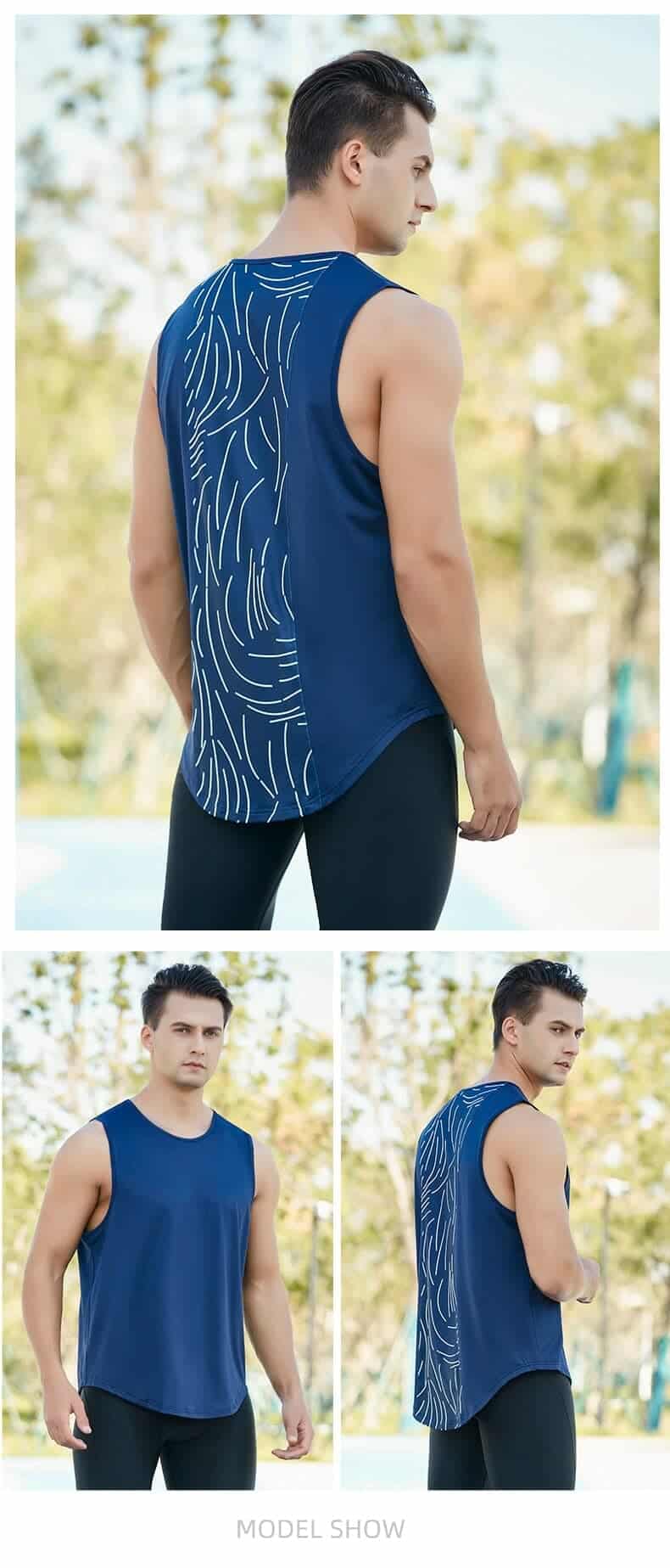 cuello redondo personalizado sin mangas fresco camisetas de tirantes de los hombres