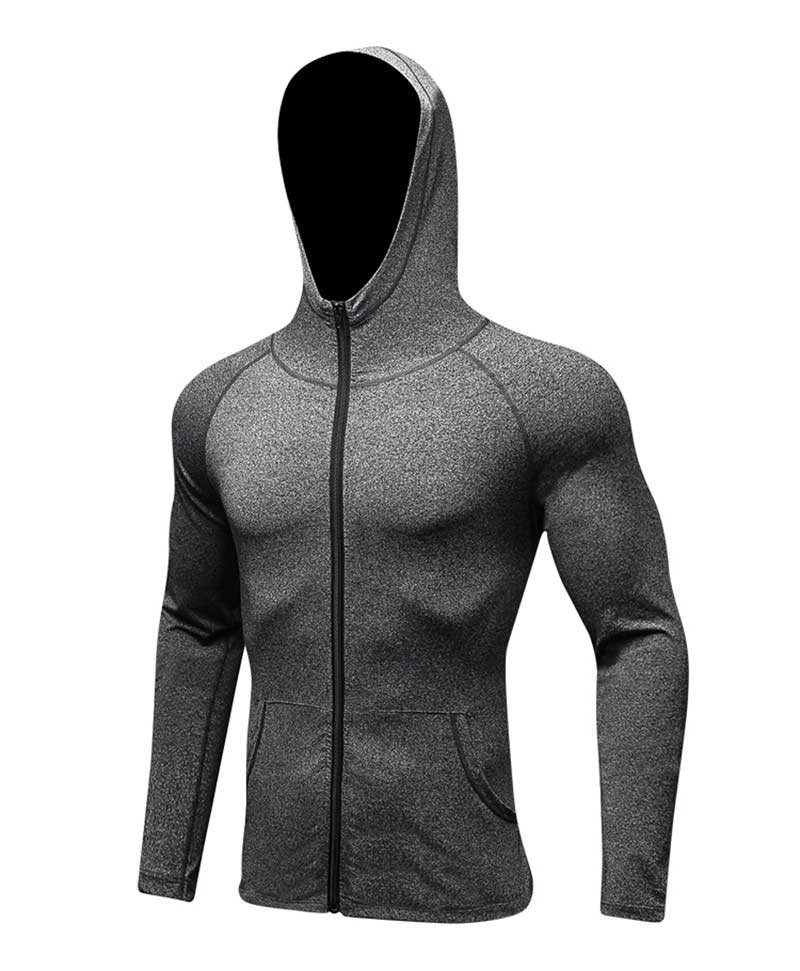 grey mens full zip hoodies quick-drying