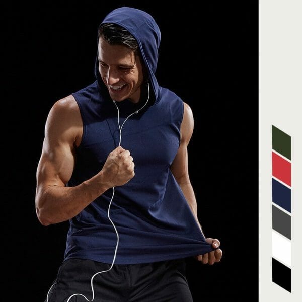 mens lightweight sleeveless hoodie wholesale