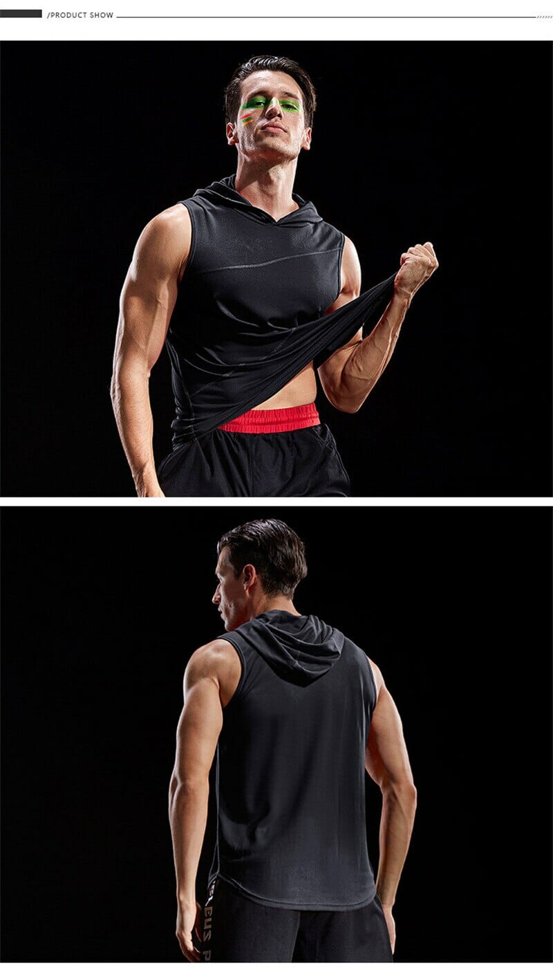 custom mens lightweight sleeveless hoodie