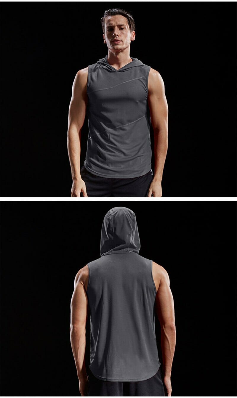 custom mens lightweight sleeveless hoodie manufacturer in China