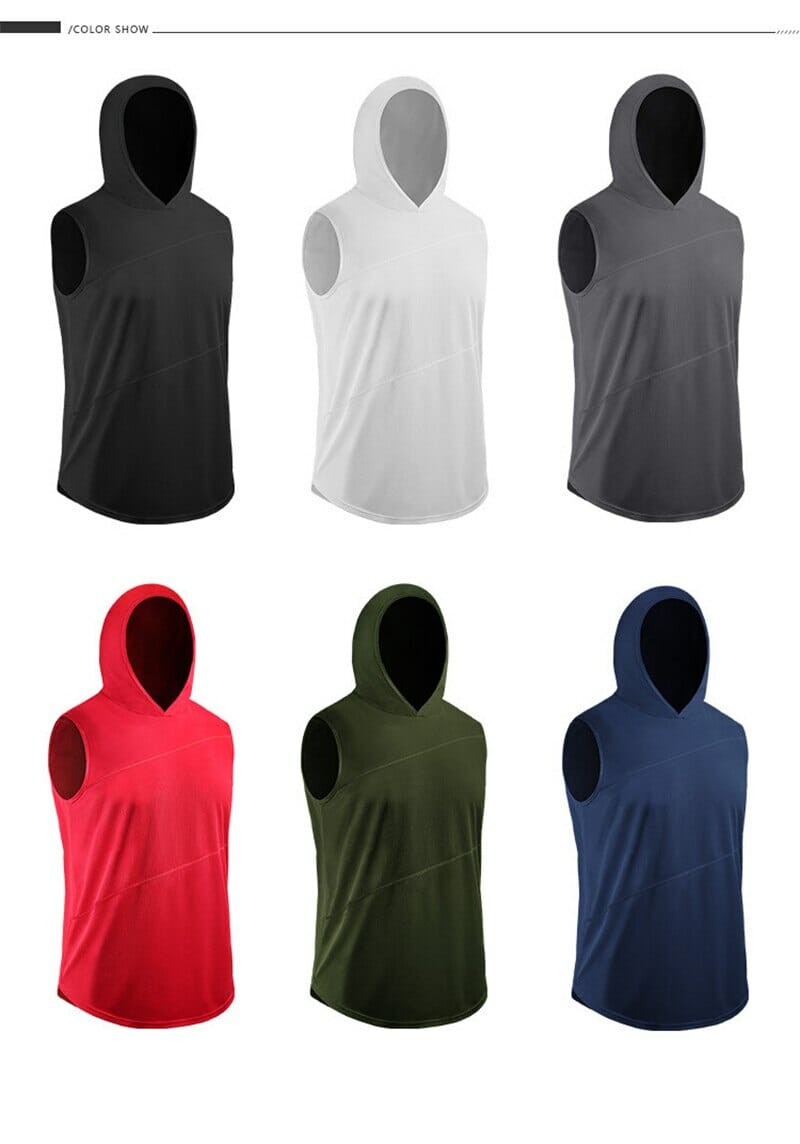 multi colored mens lightweight sleeveless hoodie