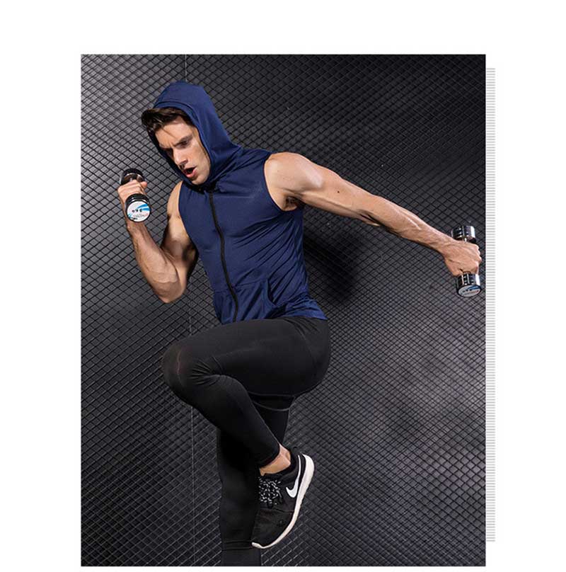 sleeveless black men's tank top hoodie wholesale in China