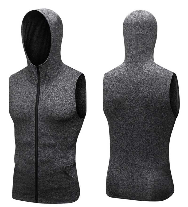 grey men's tank top hoodie