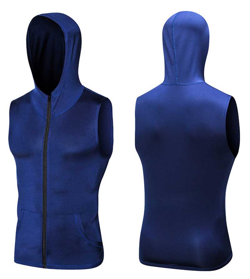 blue men's tank top hoodie