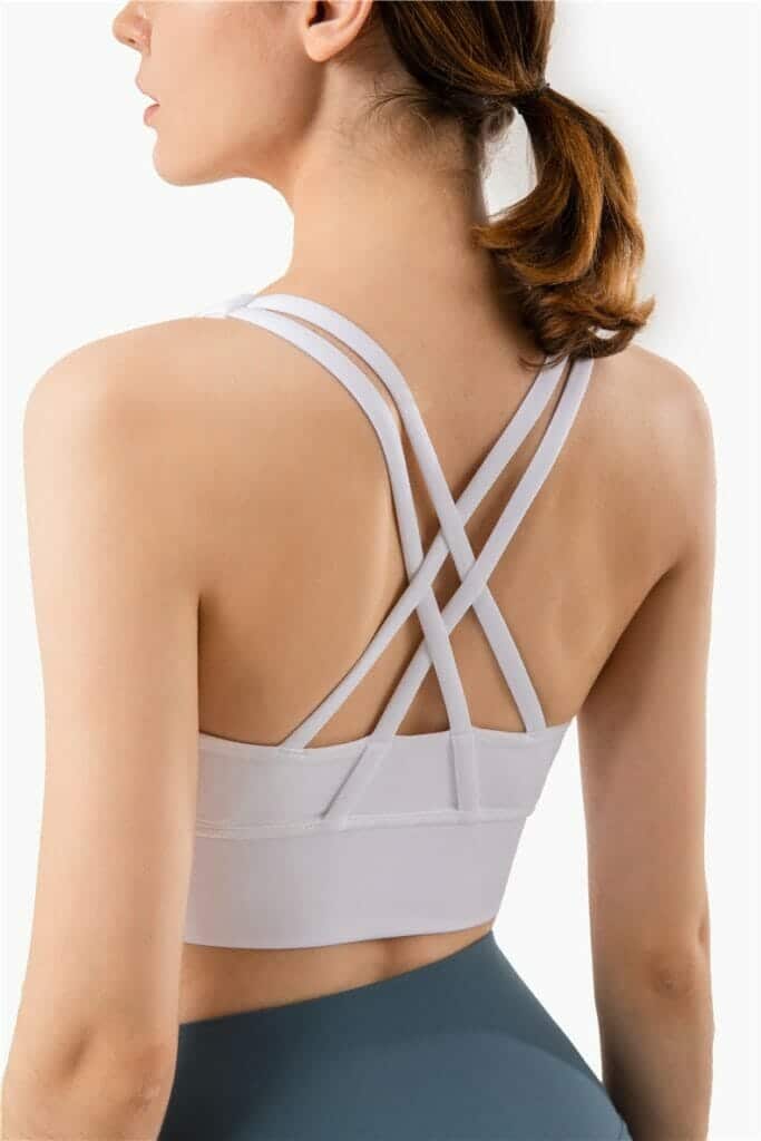 custom white medium impact sports bra