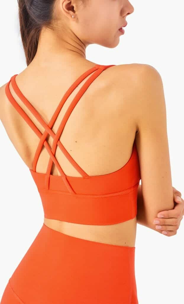 custom orange medium impact sports bra