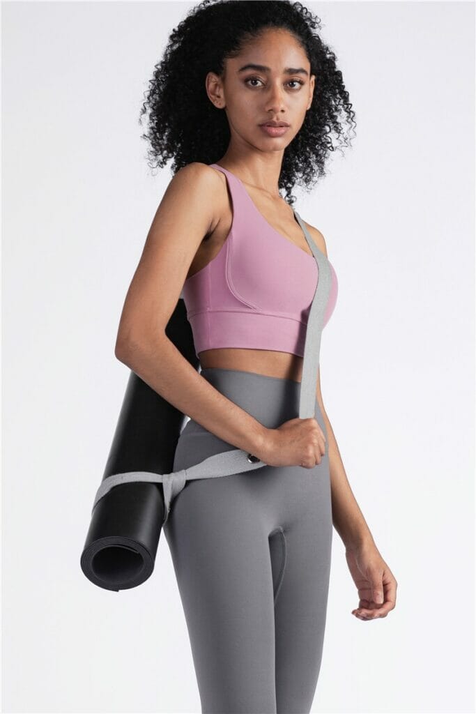 custom pink medium impact sports bra suit for yoga