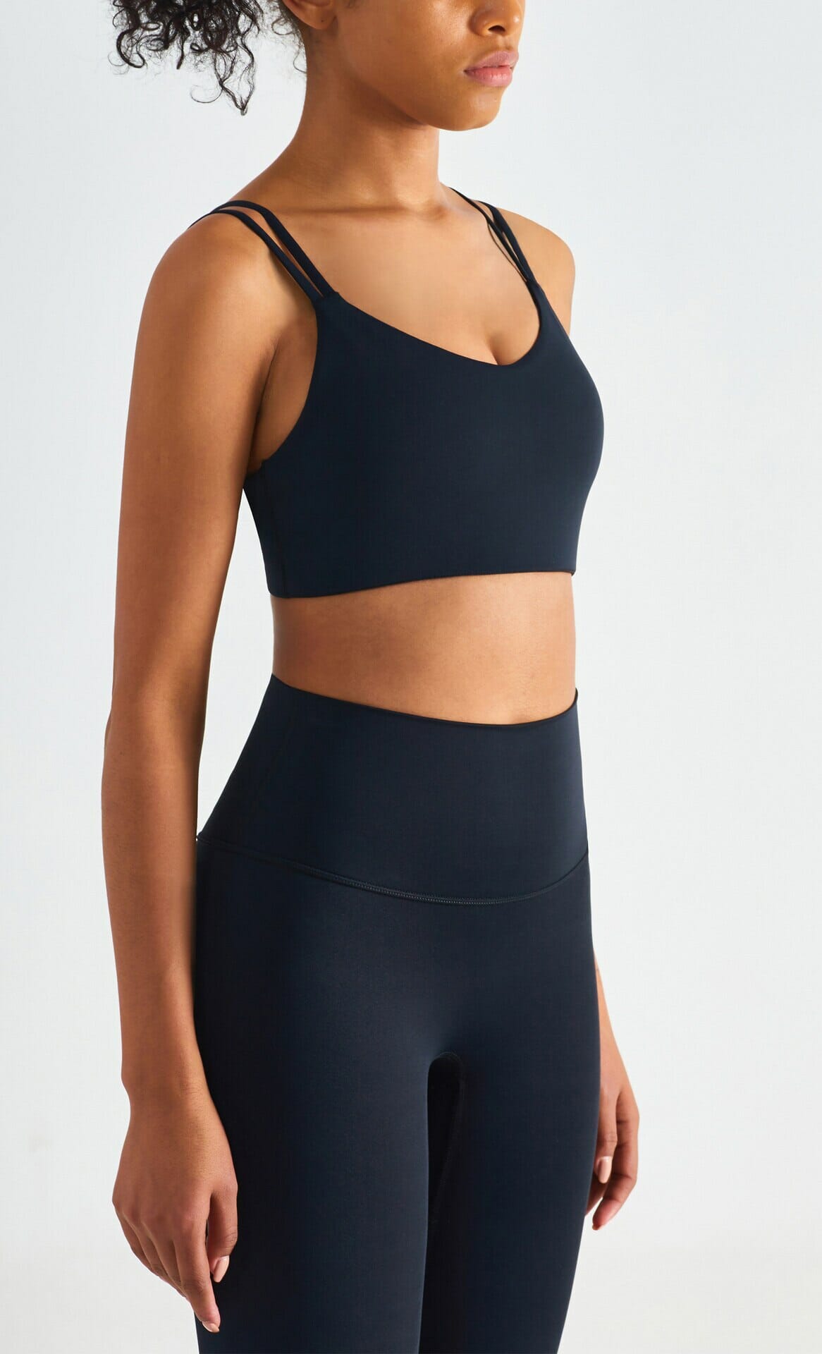 thin strap spagetti strap sports bra with pad