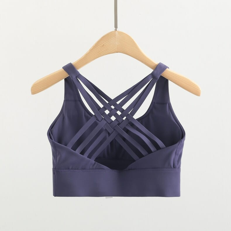 back cross multi strap sports bra with pad low impact